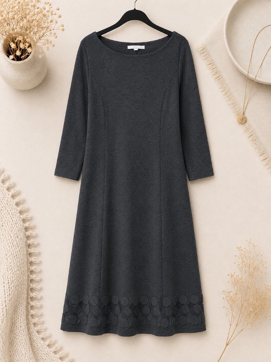 Boden Dresses & Skirts - Boden Women's Long Sleeve Midi Dress Charcoal Gray Artsy Euro Chic SZ 14L